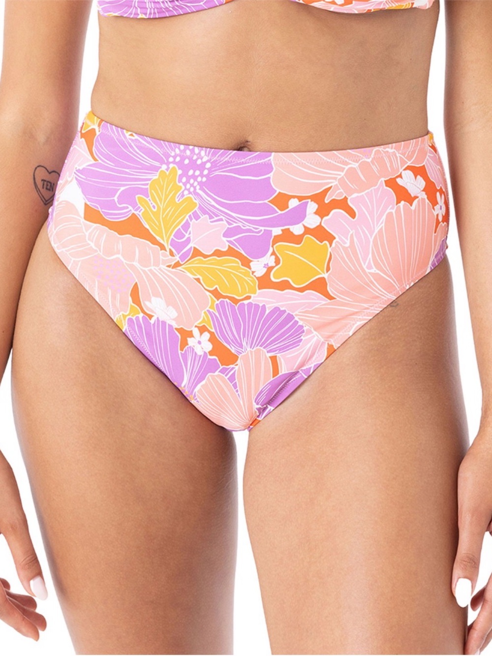 Roxy Juniors Bell Bottom Blooms High-Waist Bikini Bottoms Purple